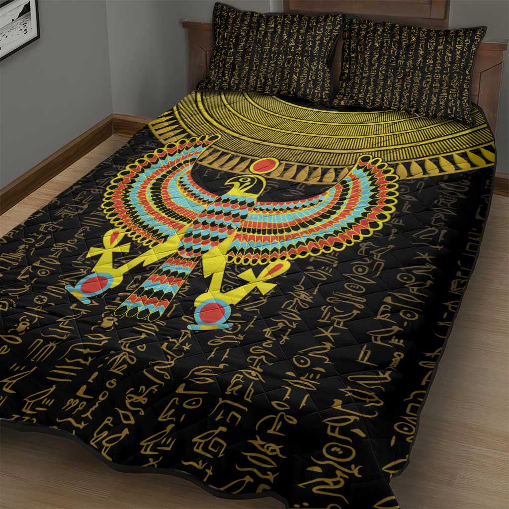 Ancient Egyptian Quilt Bed Set Symbol of Horus The Falcon God LT9