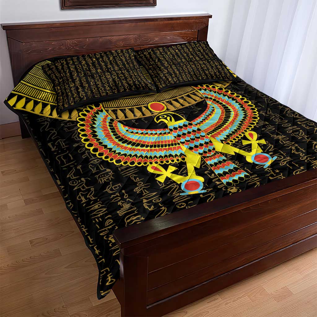 Ancient Egyptian Quilt Bed Set Symbol of Horus The Falcon God LT9