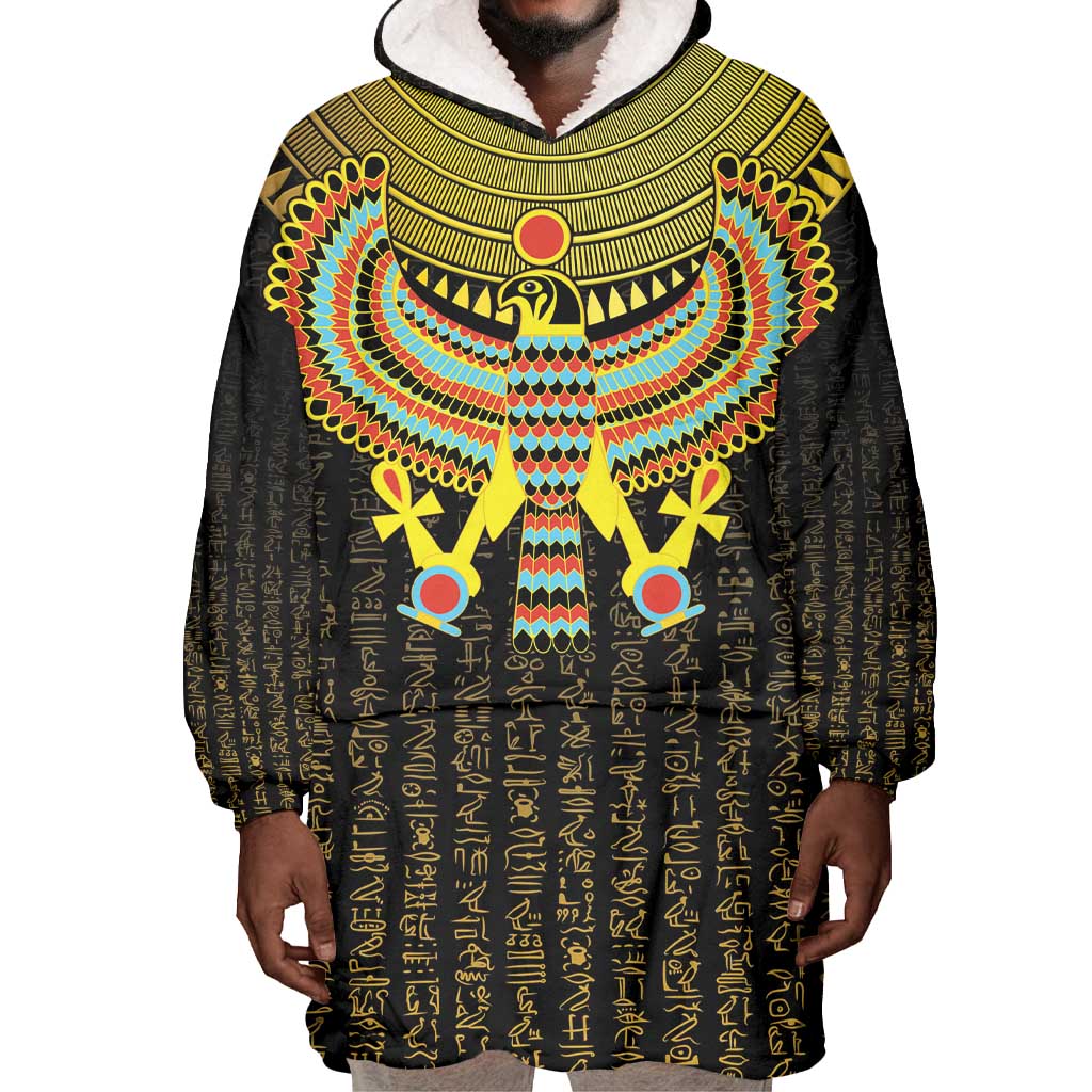 Ancient Egyptian Wearable Blanket Hoodie Symbol of Horus The Falcon God LT9
