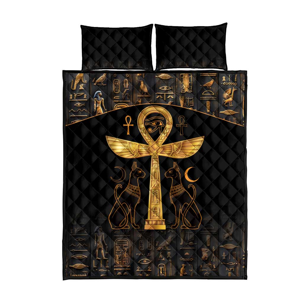 Ankh with Eye of Horus Quilt Bed Set Ancient Egypt Culture LT9