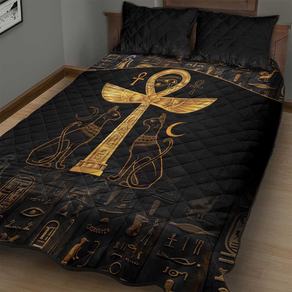 Ankh with Eye of Horus Quilt Bed Set Ancient Egypt Culture LT9
