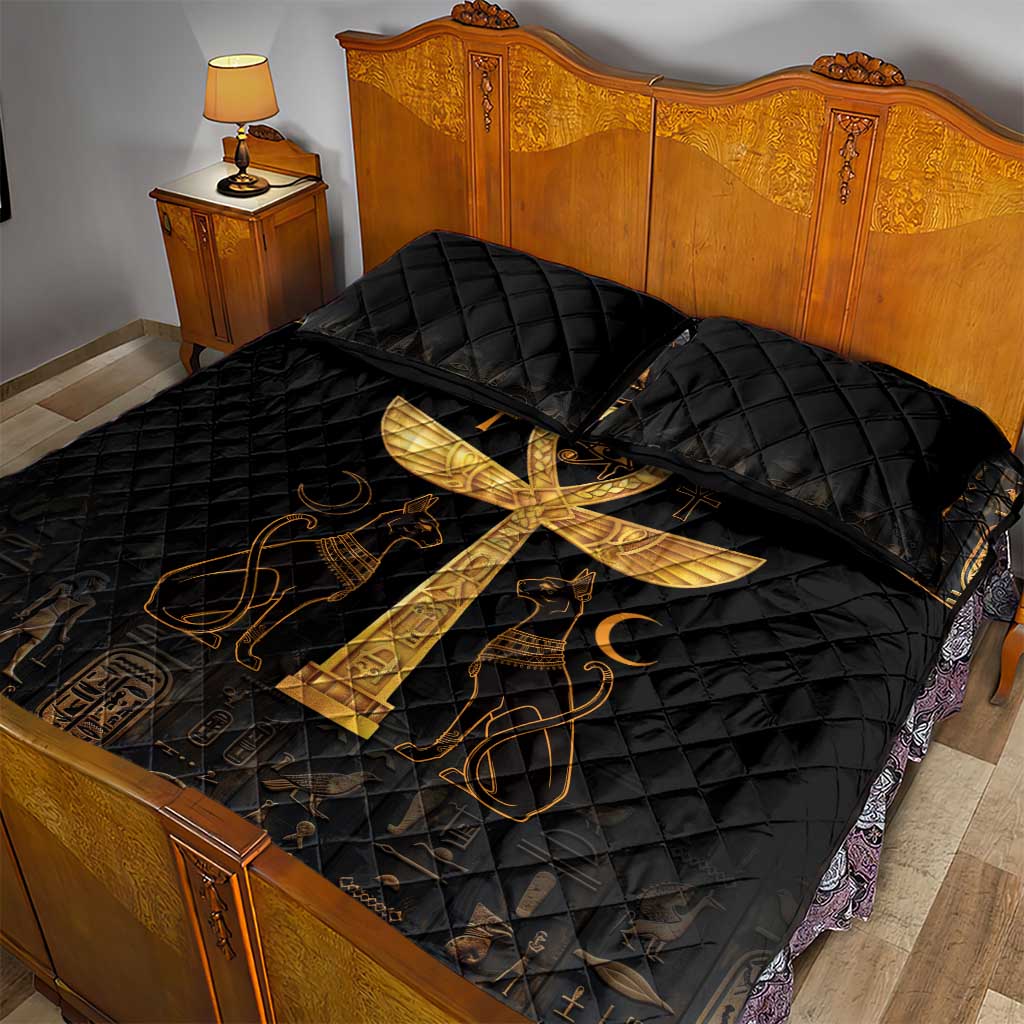 Ankh with Eye of Horus Quilt Bed Set Ancient Egypt Culture LT9