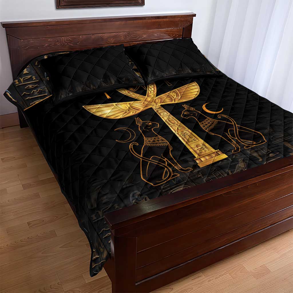 Ankh with Eye of Horus Quilt Bed Set Ancient Egypt Culture LT9