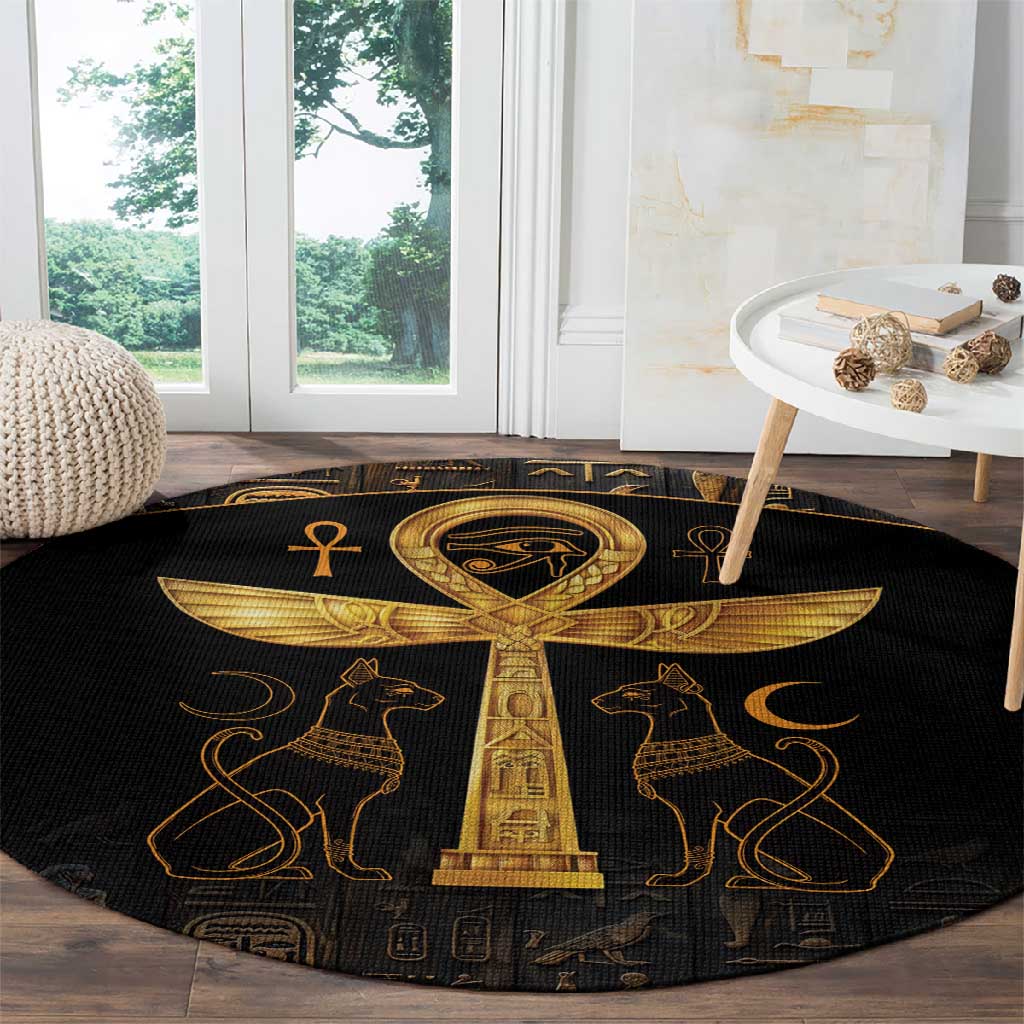 Ankh with Eye of Horus Round Carpet Ancient Egypt Culture LT9