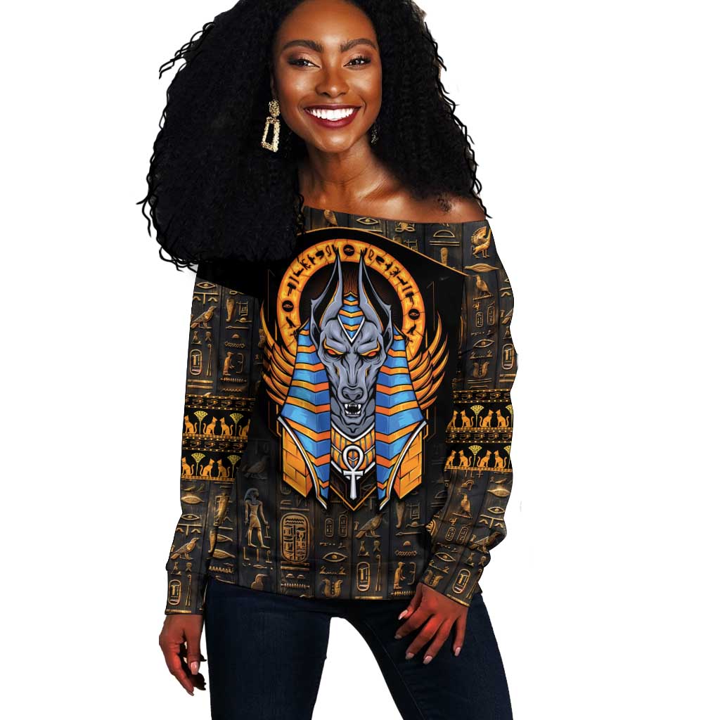 Egyptian Anubis Off Shoulder Sweater Ancient Egypt Culture LT9