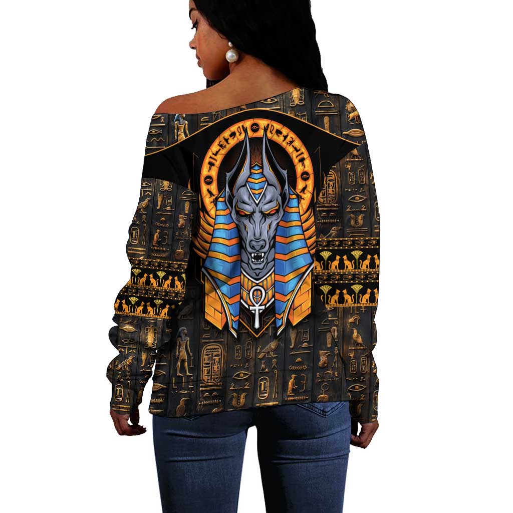 Egyptian Anubis Off Shoulder Sweater Ancient Egypt Culture LT9