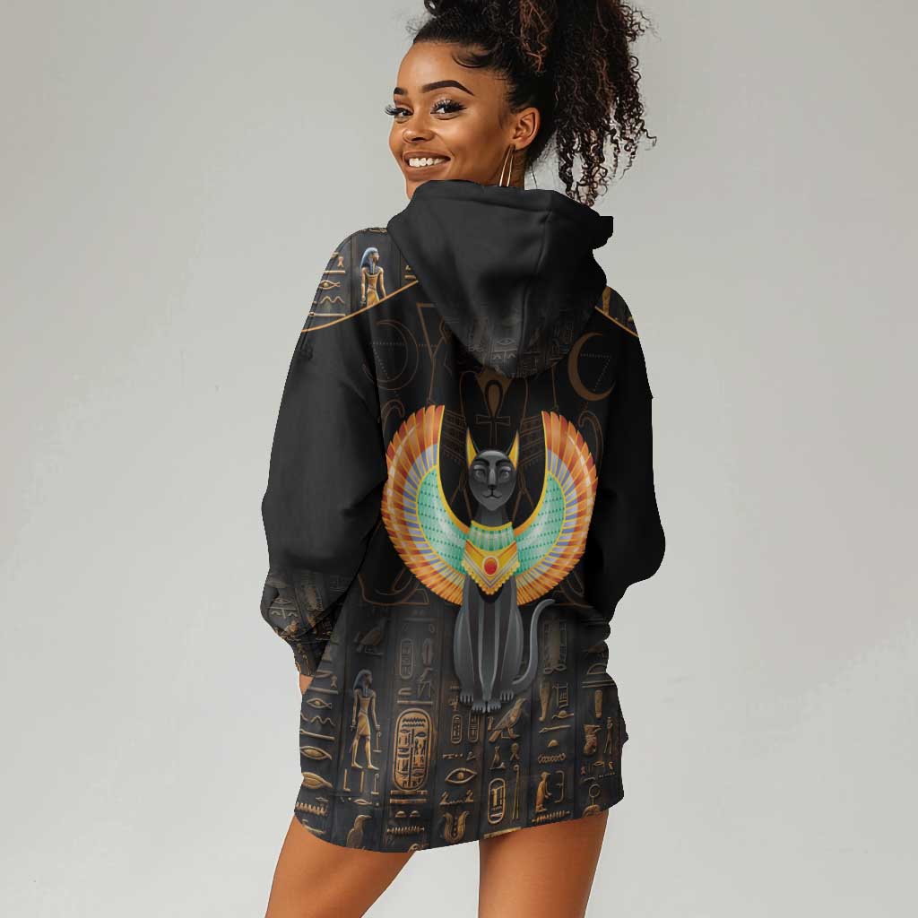 Winged Egypt Cats Hoodie Dress Ancient Egypt Culture LT9