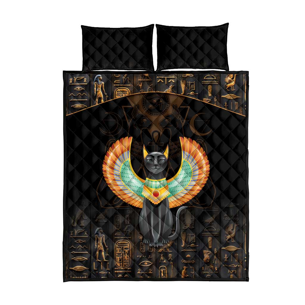 Winged Egypt Cats Quilt Bed Set Ancient Egypt Culture LT9