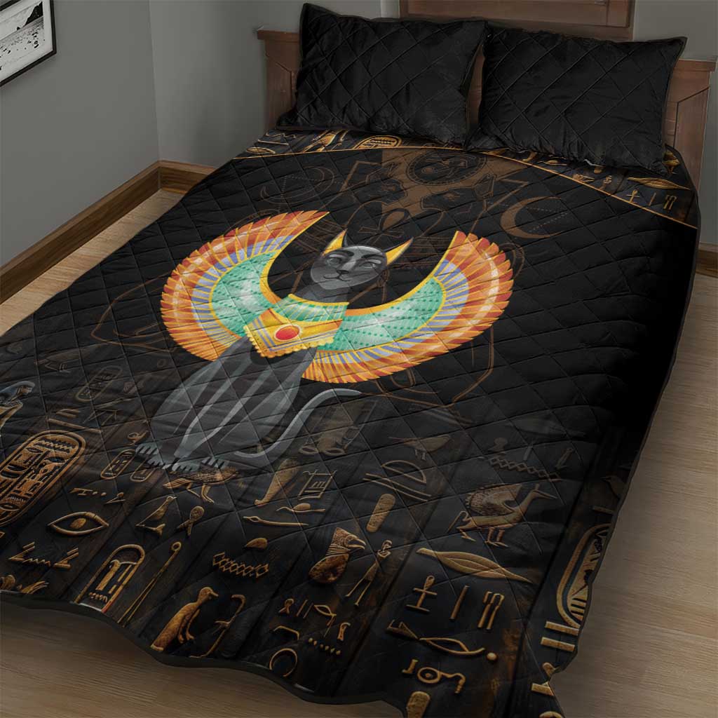 Winged Egypt Cats Quilt Bed Set Ancient Egypt Culture LT9