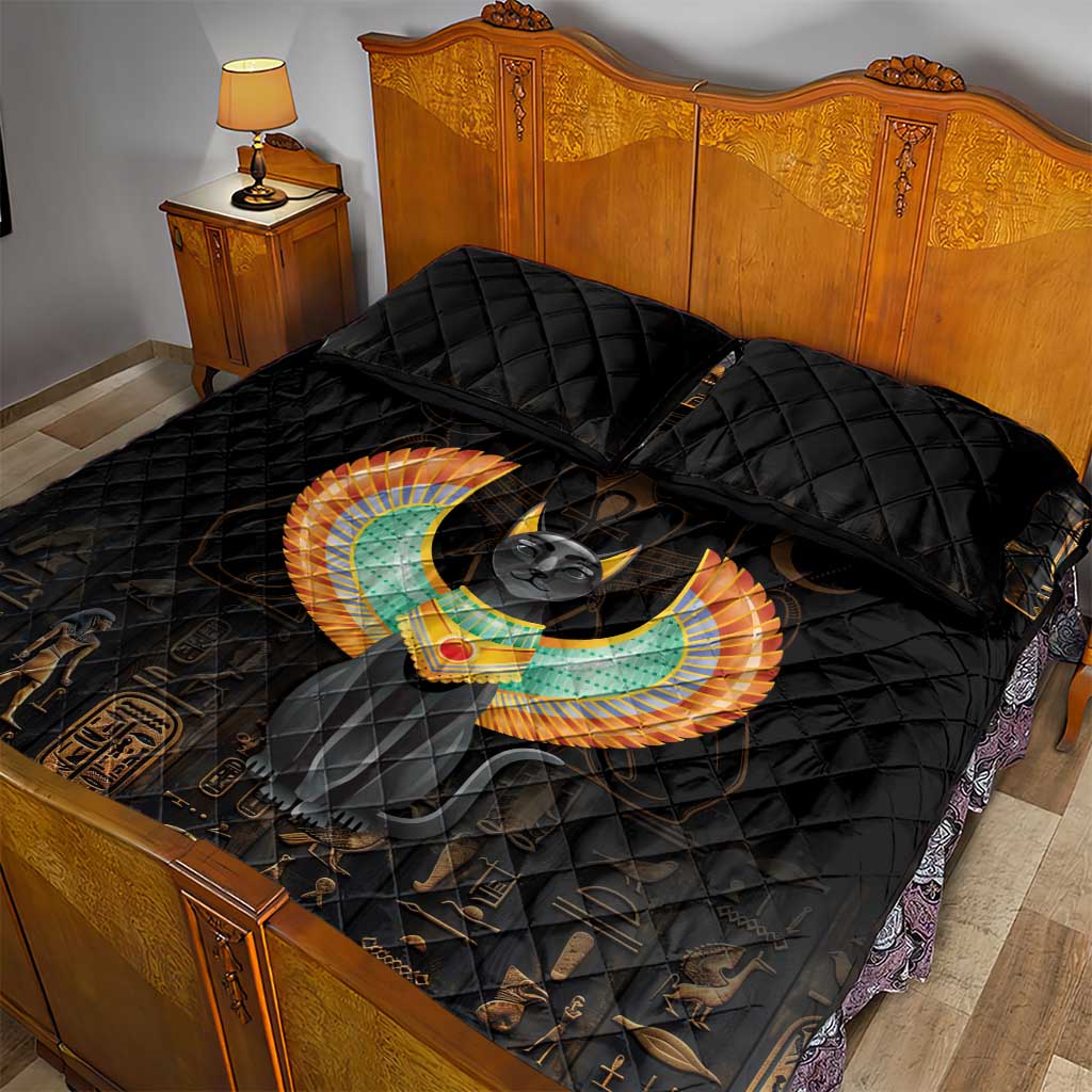 Winged Egypt Cats Quilt Bed Set Ancient Egypt Culture LT9