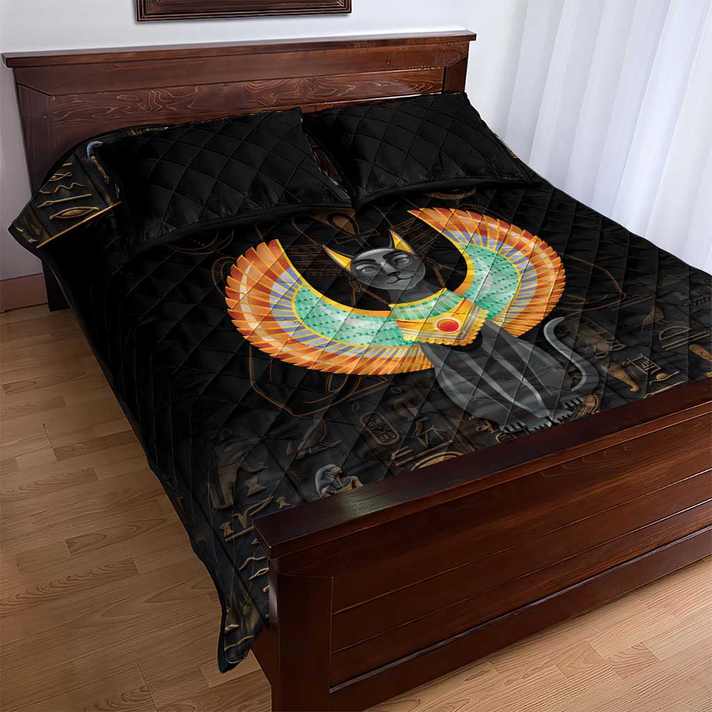 Winged Egypt Cats Quilt Bed Set Ancient Egypt Culture LT9