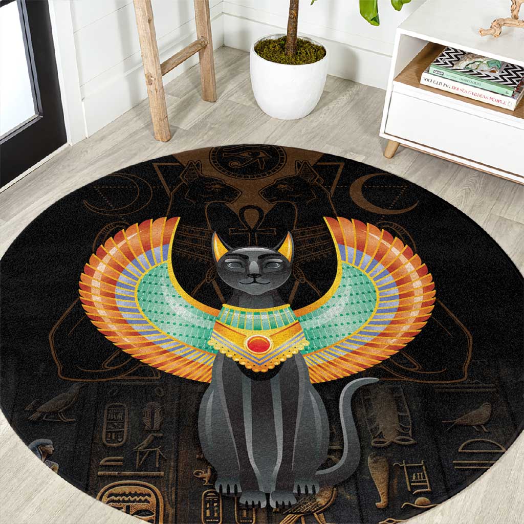 Winged Egypt Cats Round Carpet Ancient Egypt Culture LT9