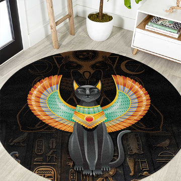 Winged Egypt Cats Round Carpet Ancient Egypt Culture LT9