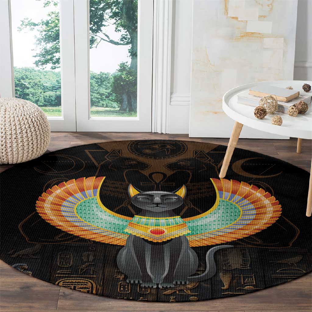 Winged Egypt Cats Round Carpet Ancient Egypt Culture LT9