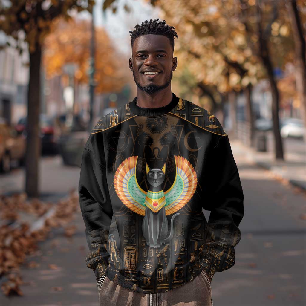 Winged Egypt Cats Sweatshirt Ancient Egypt Culture LT9