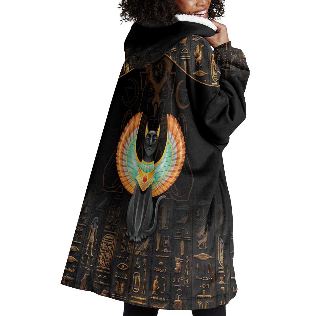 Winged Egypt Cats Wearable Blanket Hoodie Ancient Egypt Culture LT9