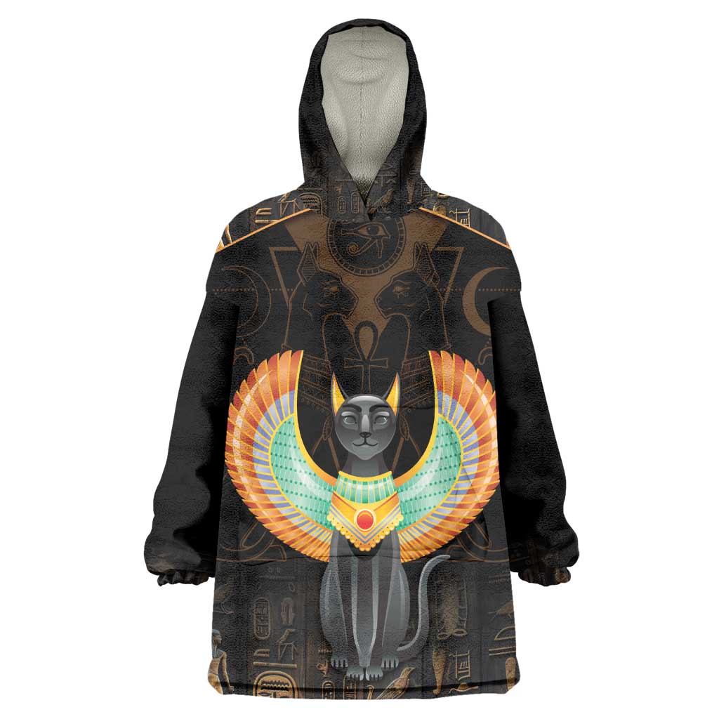 Winged Egypt Cats Wearable Blanket Hoodie Ancient Egypt Culture LT9
