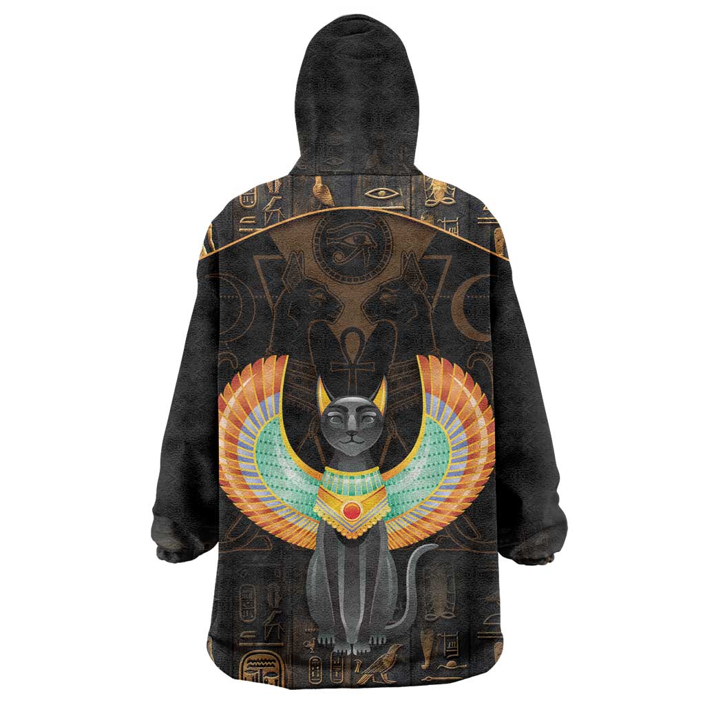 Winged Egypt Cats Wearable Blanket Hoodie Ancient Egypt Culture LT9