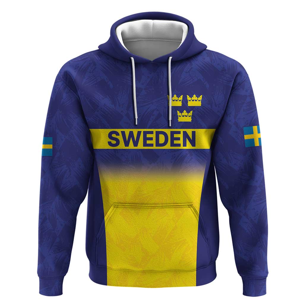 Sweden Rugby Custom Hoodie Three Crowns of Sweden Blue Pattern LT9