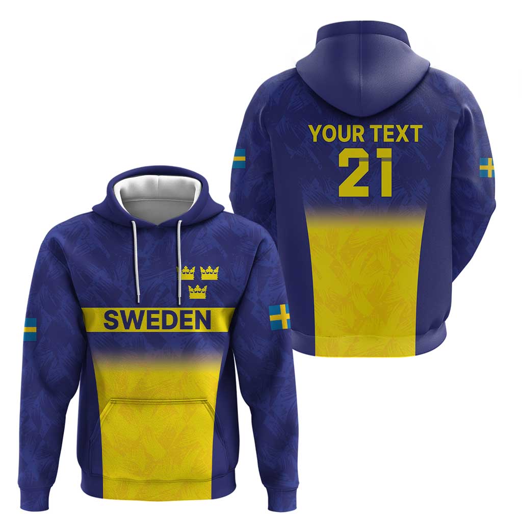 Sweden Rugby Custom Hoodie Three Crowns of Sweden Blue Pattern LT9