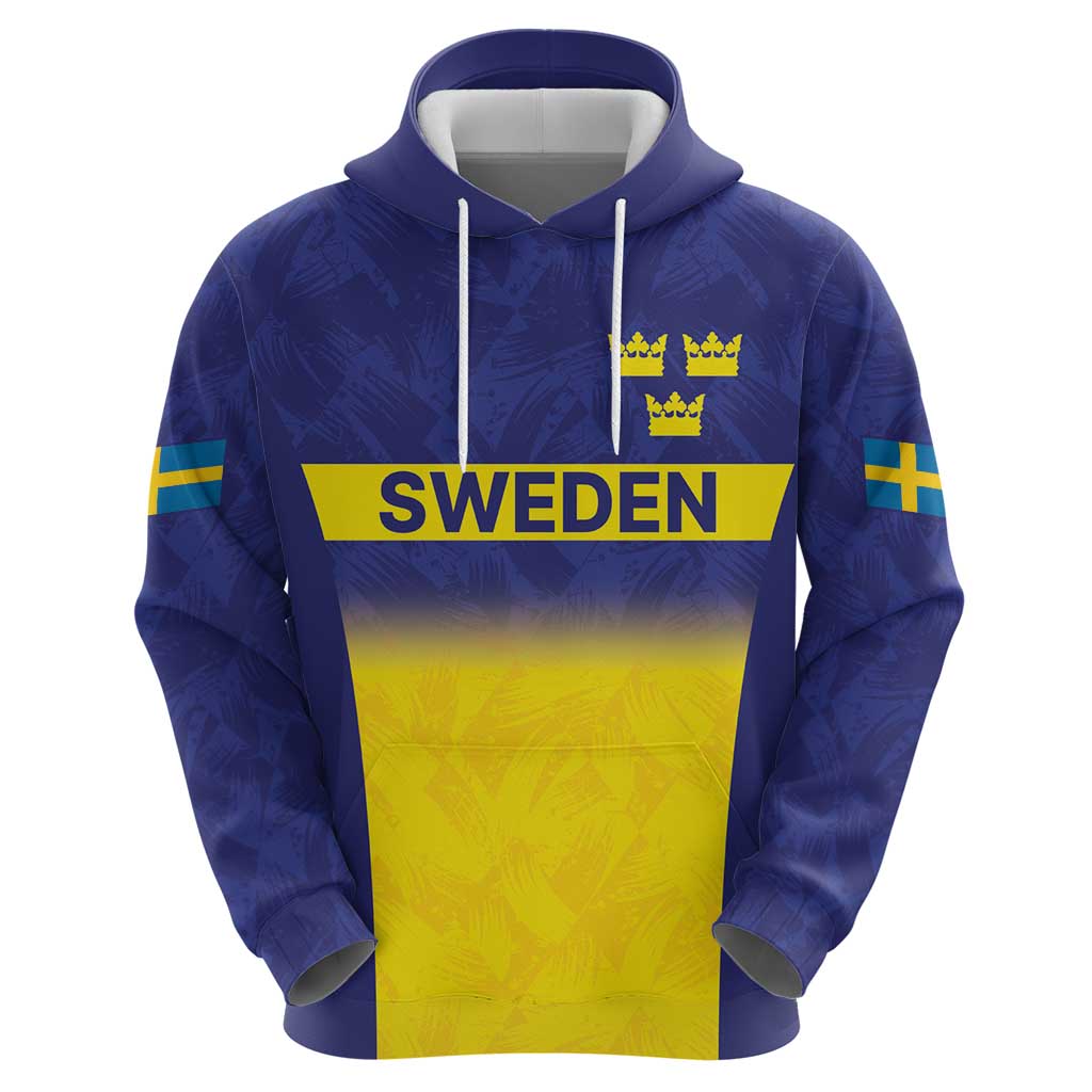 Sweden Rugby Custom Hoodie Three Crowns of Sweden Blue Pattern LT9