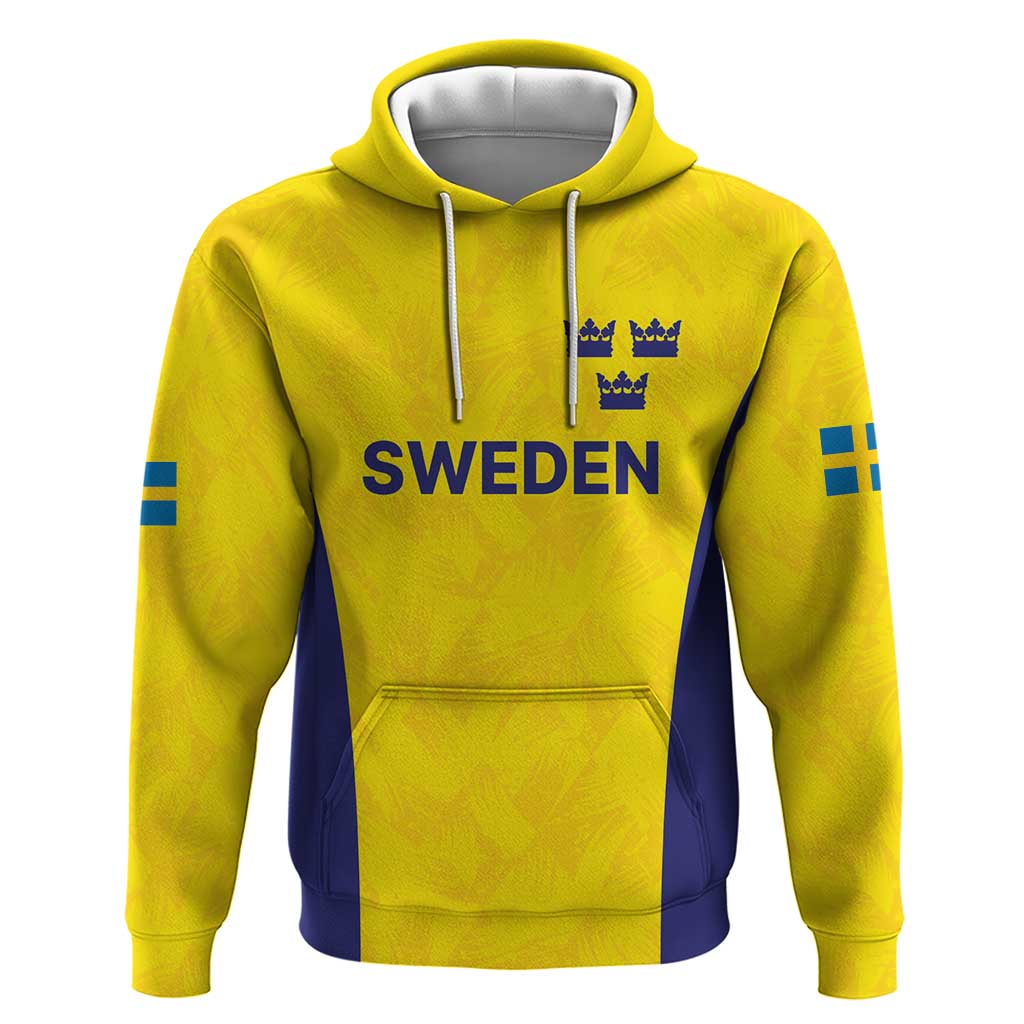 Sweden Rugby Custom Hoodie Three Crowns of Sweden Gold Pattern LT9