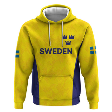Sweden Rugby Custom Hoodie Three Crowns of Sweden Gold Pattern LT9