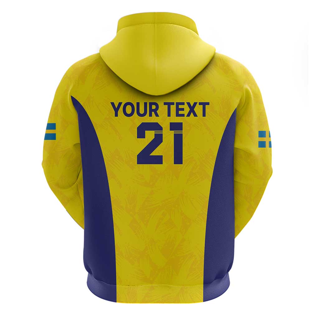 Sweden Rugby Custom Hoodie Three Crowns of Sweden Gold Pattern LT9