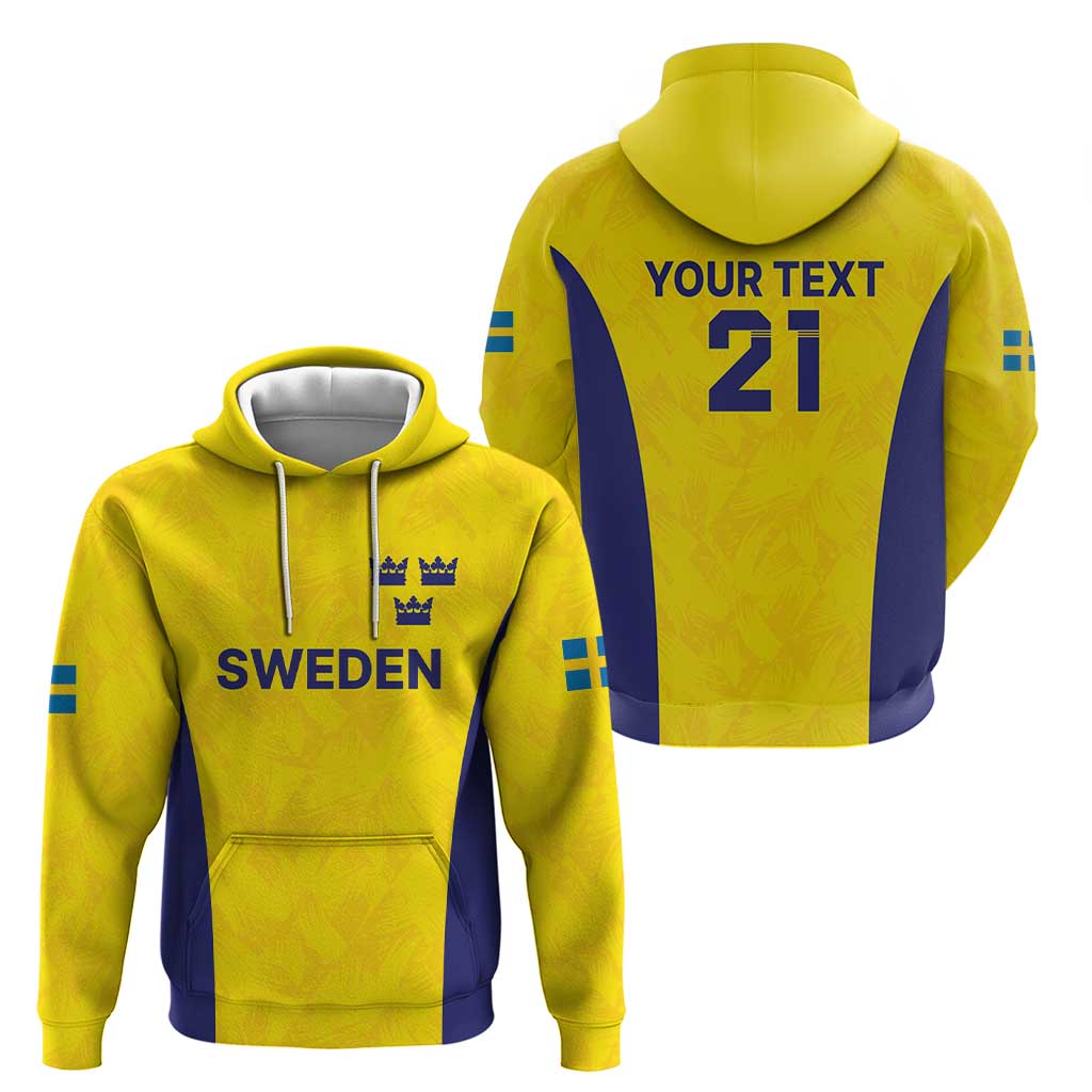 Sweden Rugby Custom Hoodie Three Crowns of Sweden Gold Pattern LT9