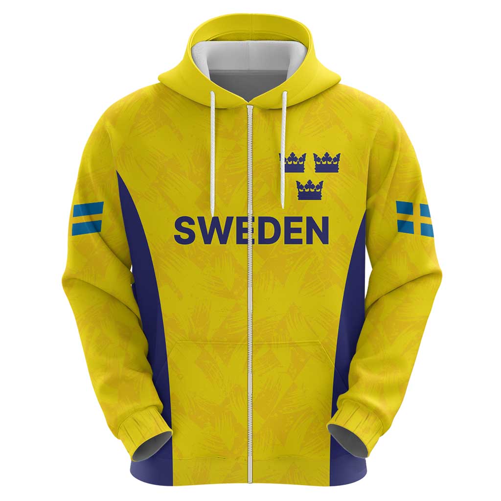 Sweden Rugby Custom Hoodie Three Crowns of Sweden Gold Pattern LT9