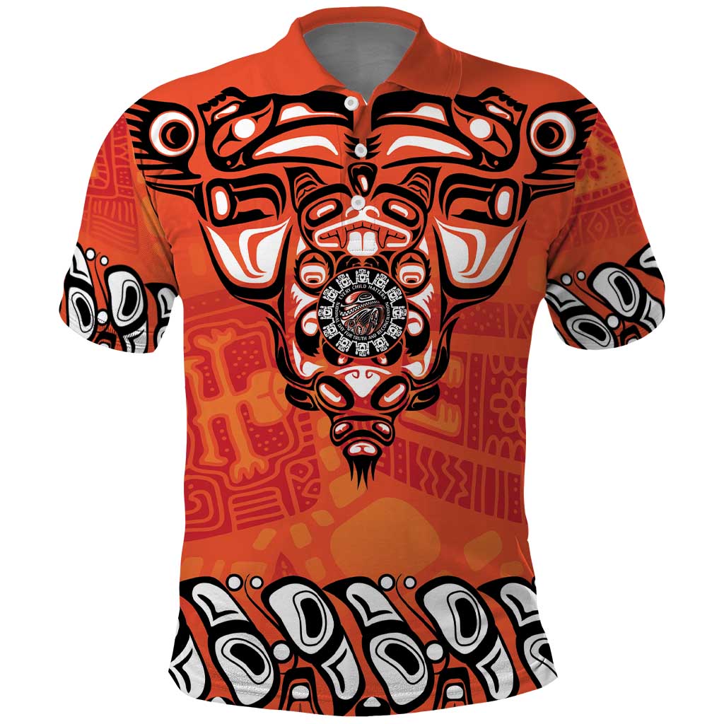 Awareness for Indigenous Orange Day Polo Shirt Haida Spirit Animals LT9
