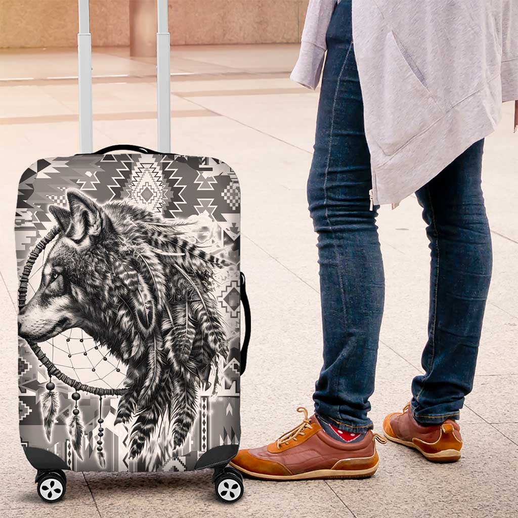 Indigenous Peoples Day Luggage Cover Native American Wolf with Dreamcatcher LT9