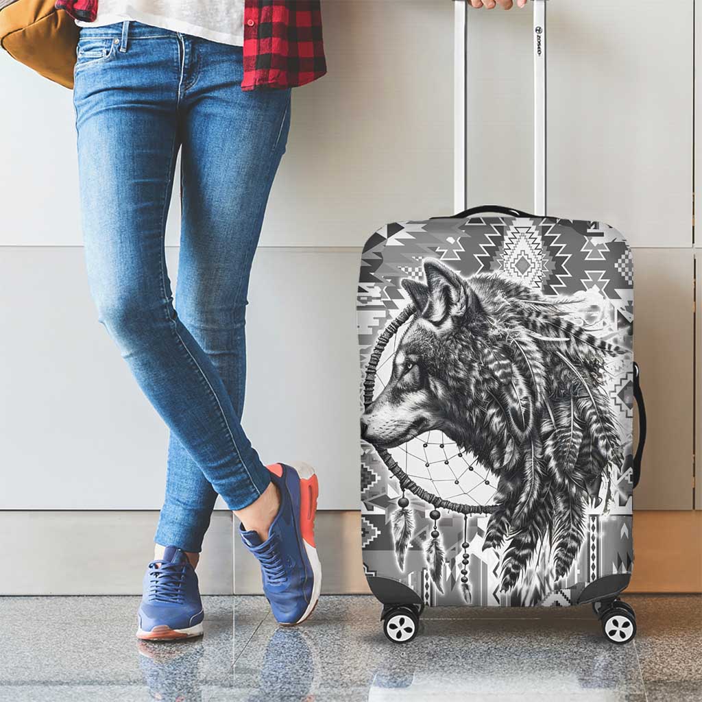 Indigenous Peoples Day Luggage Cover Native American Wolf with Dreamcatcher LT9