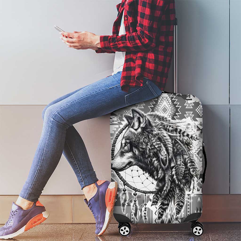 Indigenous Peoples Day Luggage Cover Native American Wolf with Dreamcatcher LT9