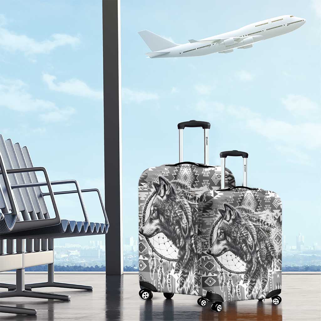 Indigenous Peoples Day Luggage Cover Native American Wolf with Dreamcatcher LT9