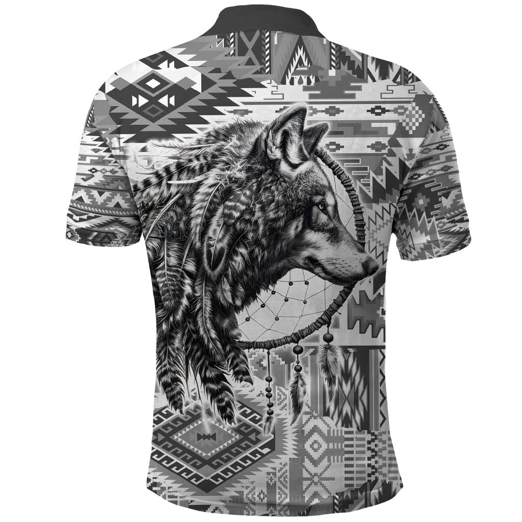 Indigenous Peoples Day Polo Shirt Native American Wolf with Dreamcatcher LT9
