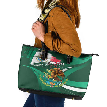 Mexico Hispanic Heritage Personalized Leather Tote Bag With Aguila Mexicana LT9