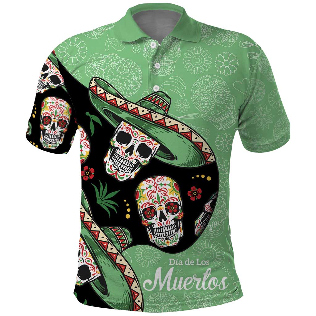 Mexican Sugar Skull Personalized Polo Shirt Dia de Los Muertos Vibe LT9