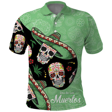 Mexican Sugar Skull Personalized Polo Shirt Dia de Los Muertos Vibe LT9