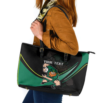 Custom Ireland Rugby Leather Tote Bag Irish Shamrocks Warriors Sporty Style LT9