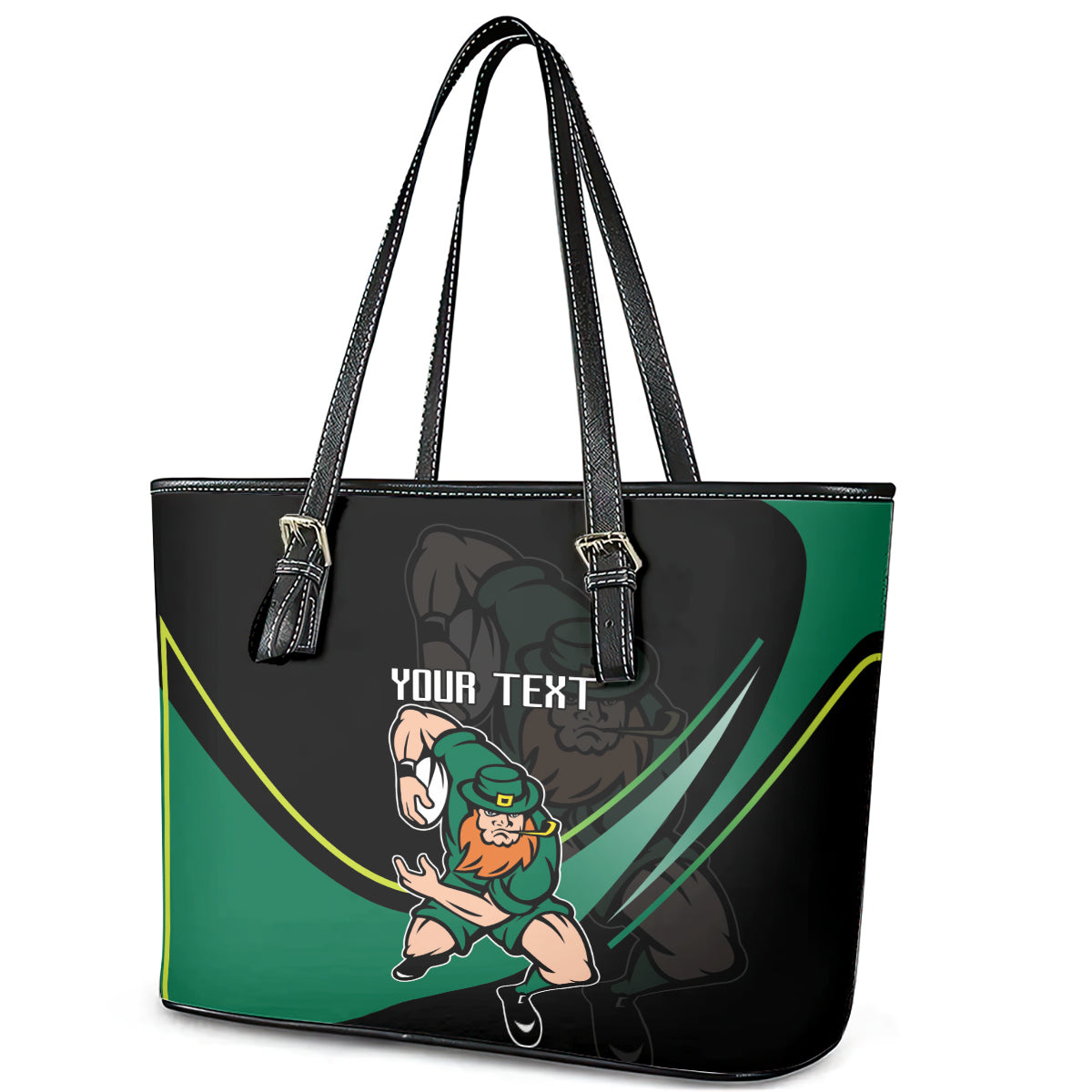 Custom Ireland Rugby Leather Tote Bag Irish Shamrocks Warriors Sporty Style LT9
