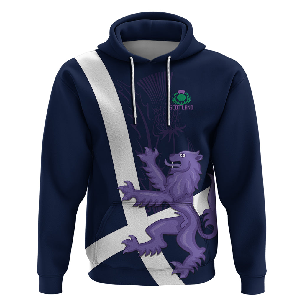 Custom Scotland Rugby Hoodie Scottish Lion and Thistle LT9