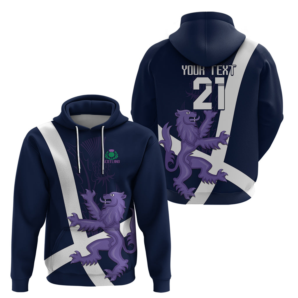 Custom Scotland Rugby Hoodie Scottish Lion and Thistle LT9