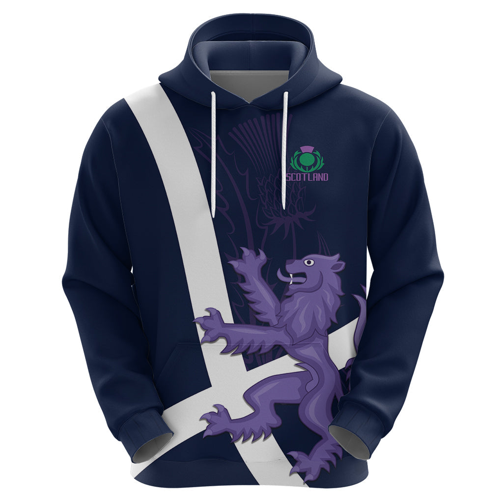 Custom Scotland Rugby Hoodie Scottish Lion and Thistle LT9