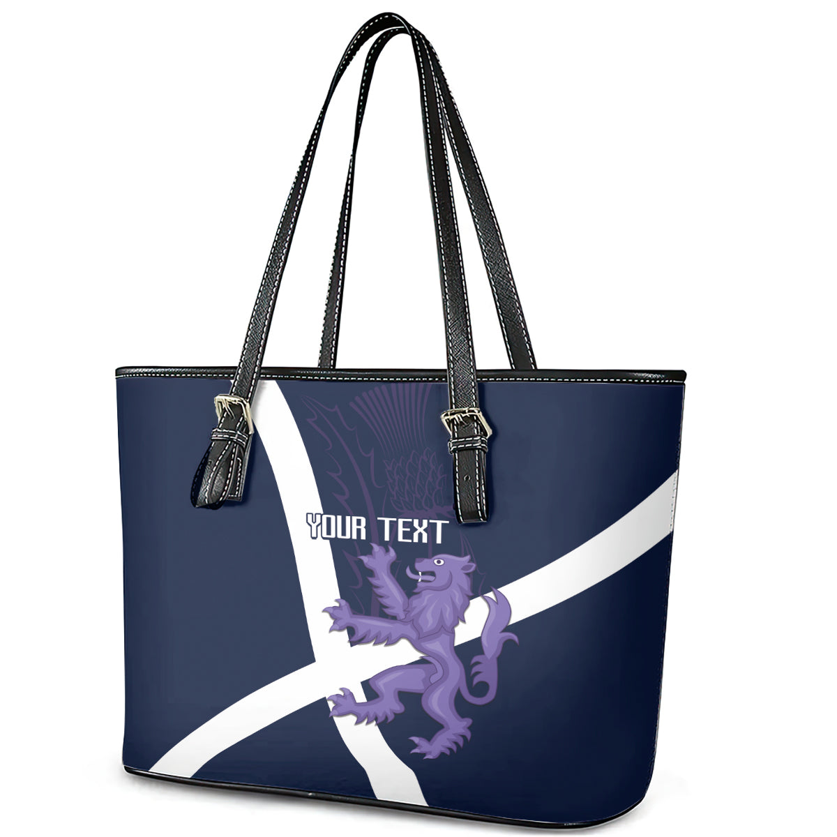 Custom Scotland Rugby Leather Tote Bag Scottish Lion and Thistle LT9
