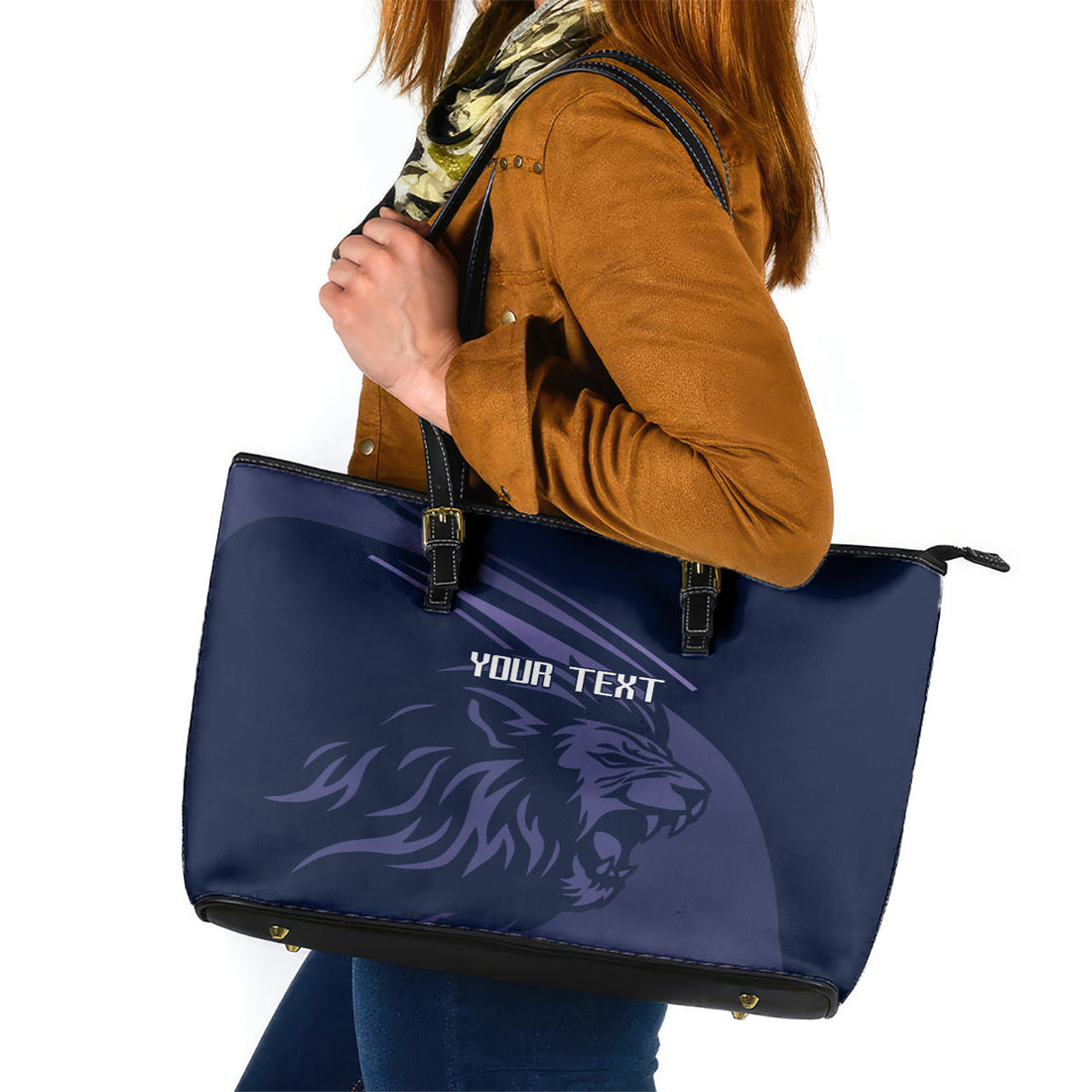 Custom Scotland Rugby Leather Tote Bag Scottish Lion Sporty Style LT9