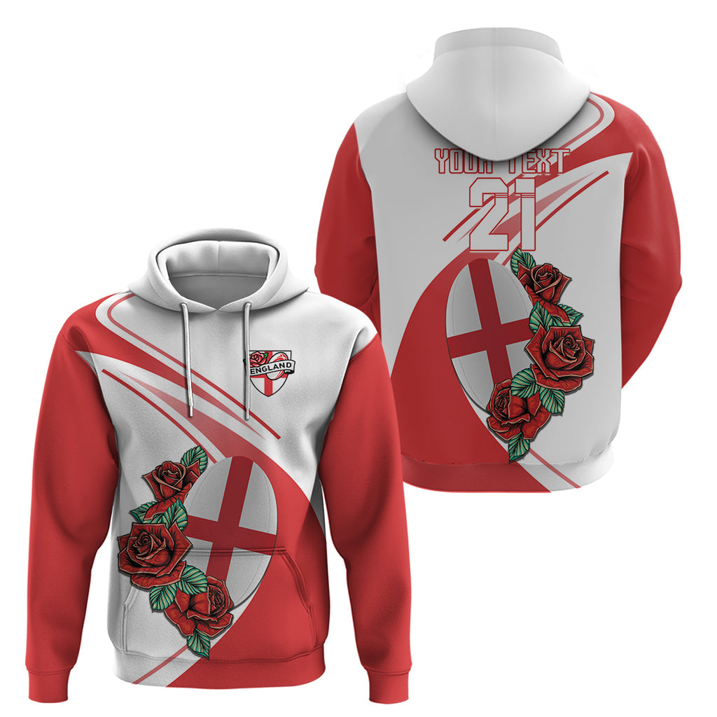 Custom England Rugby Hoodie Red Rose Sporty Style LT9