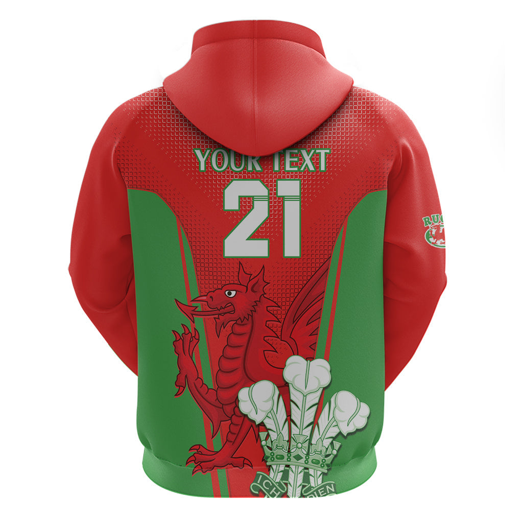 Custom Wales Rugby Hoodie With Prince of Waless Feathers Go Cymru LT9