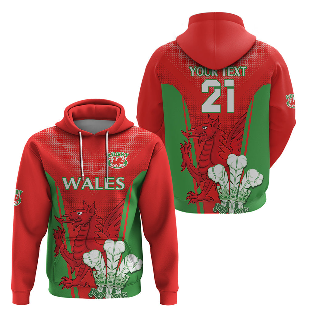 Custom Wales Rugby Hoodie With Prince of Waless Feathers Go Cymru LT9