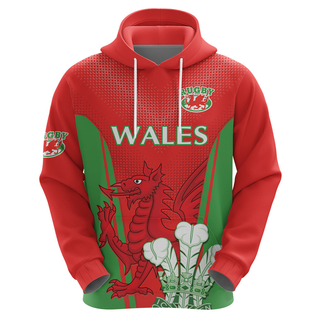Custom Wales Rugby Hoodie With Prince of Waless Feathers Go Cymru LT9